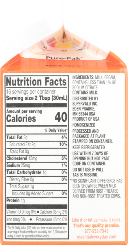 Essential Everyday Half & Half 16oz Ctn