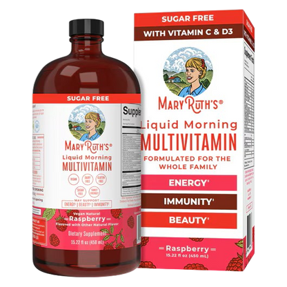 MaryRuth's Liquid Morning Vegan Multivitamin, Raspberry, 15.22oz