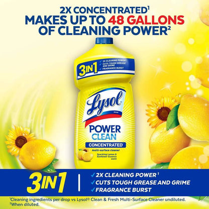 Lysol Multi-Surface Cleaner 2X Concentrated, Sparkling Lemon & Sunflower Essence, 48oz