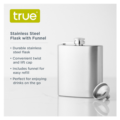 True Stainless Steel Flask with Funnel 6oz