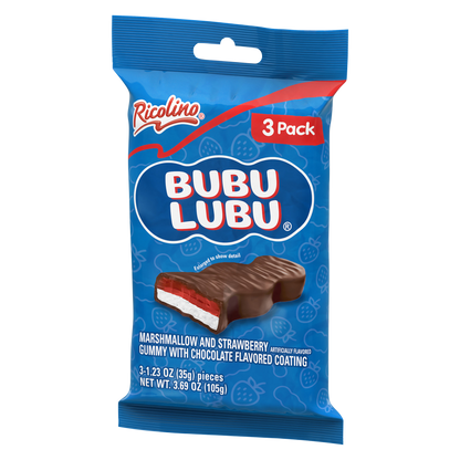 Ricolino Bubulubu Chocolate Strawberry Marshmallow Bar 3ct