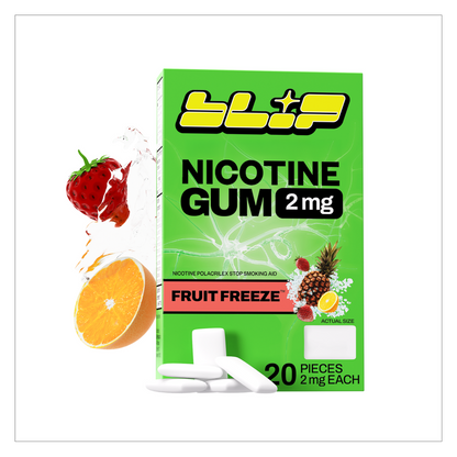 Blip Fruit Freeze Nicotine Gum Quit Smoking Aid 20ct 2mg