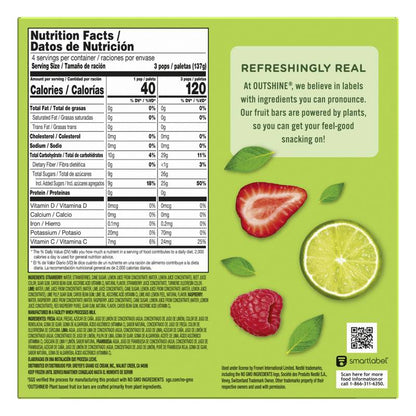 Outshine Strawberry, Lime, and Raspberry Frozen Fruit Pops, Variety Pack, 12ct