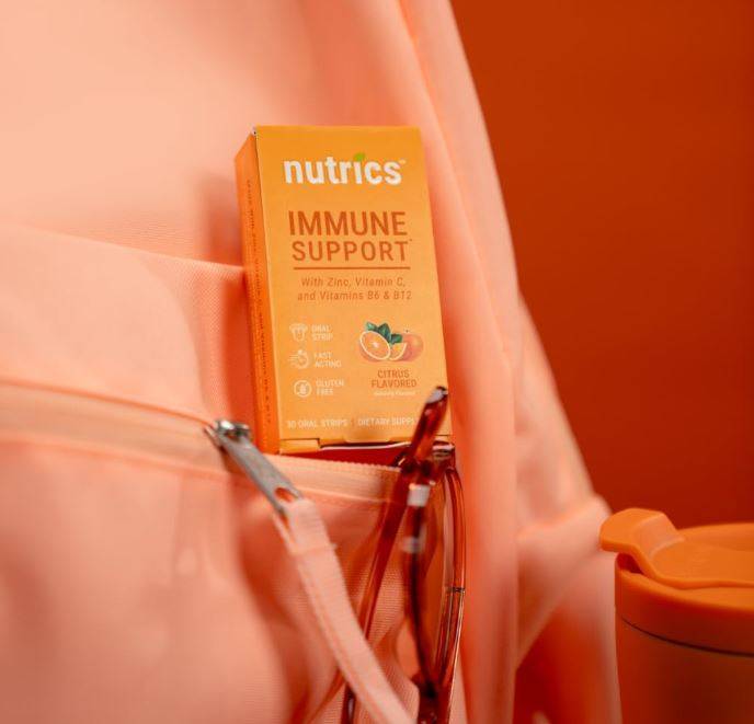 Nutrics Fast-Acting Immunity Support Oral Strips 30ct. Vitamin C + Zinc + B Vitamins, No Water, Zero Sugar