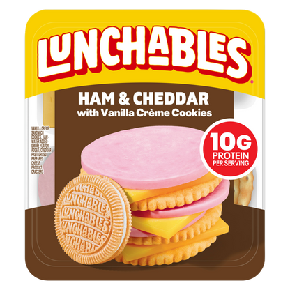 Lunchables Ham & Cheddar Cheese Cracker Stackers Vanilla Creme Cookies - 3.5oz