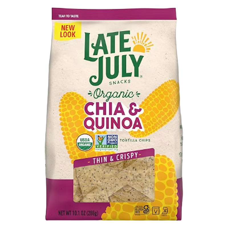 Late July Snacks Thin and Crispy Organic Tortilla Chips with Chia and Quinoa 10.1oz