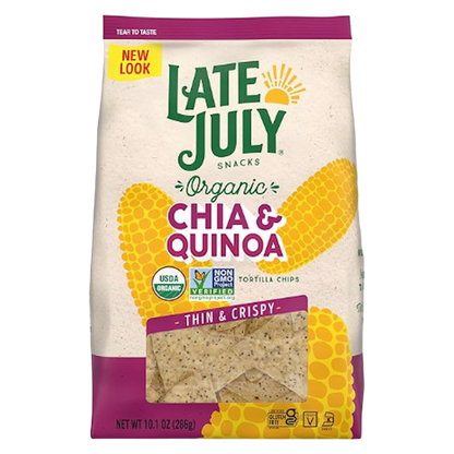 Late July Snacks Thin and Crispy Organic Tortilla Chips with Chia and Quinoa 10.1oz