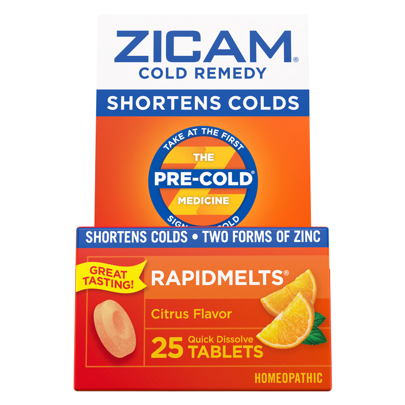 Zicam Zinc Cold Remedy RapidMelts Quick-Dissolve Tablets Citrus Flavor 25ct