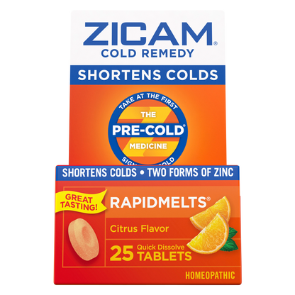 Zicam Zinc Cold Remedy RapidMelts Quick-Dissolve Tablets Citrus Flavor 25ct