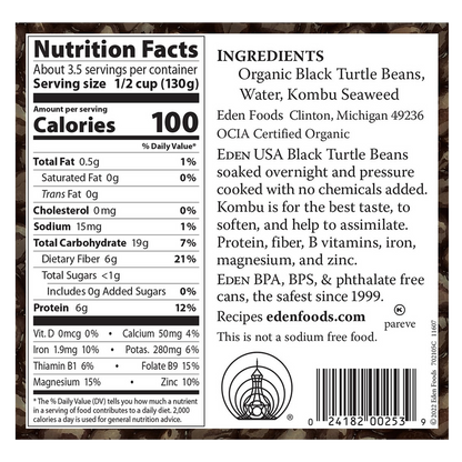 Eden Foods Organic No Salt Added Black Beans 15oz