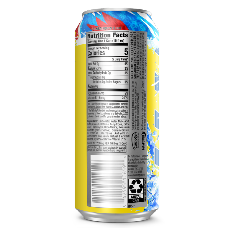 C4 Energy Zero Sugar Hawaiian Punch 16oz Can
