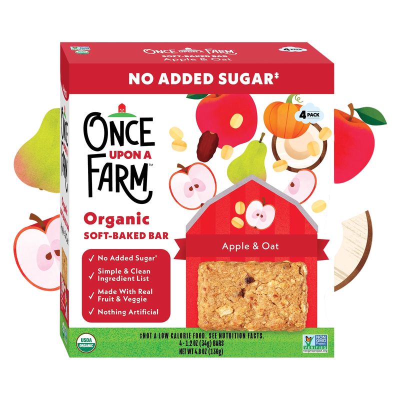Once Upon a Farm Organic Soft-Baked Bar, Apple & Oat, 4ct