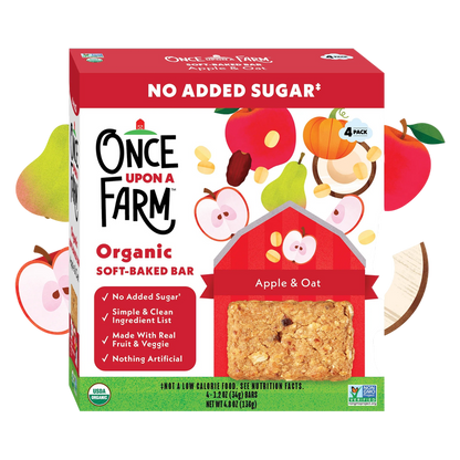 Once Upon a Farm Organic Soft-Baked Bar, Apple & Oat, 4ct