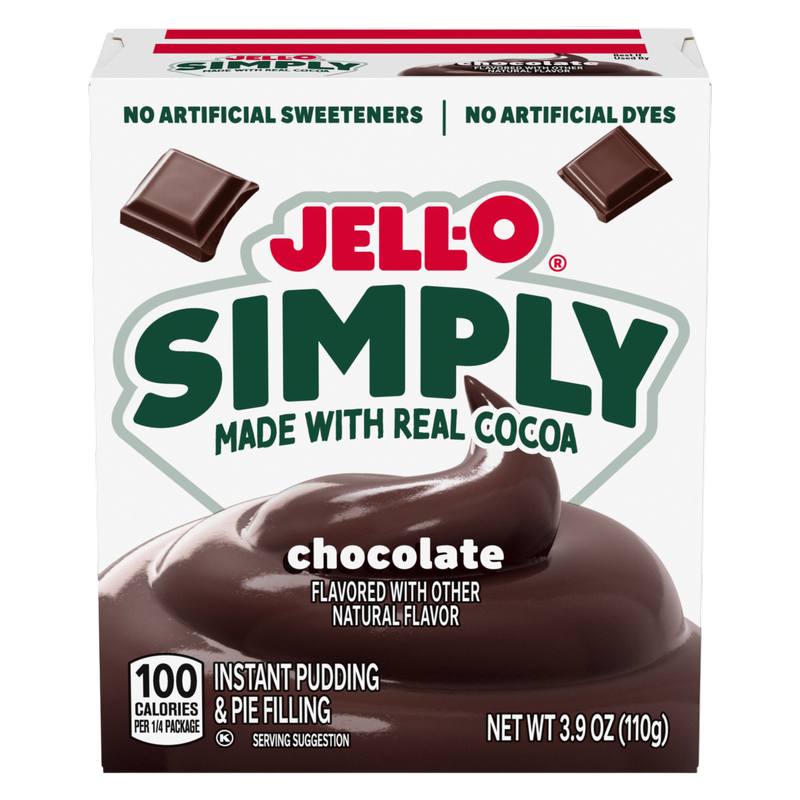 Jell-O Simply Chocolate Flavored Instant Pudding & Pie Filling Mix, 3.4 oz Box