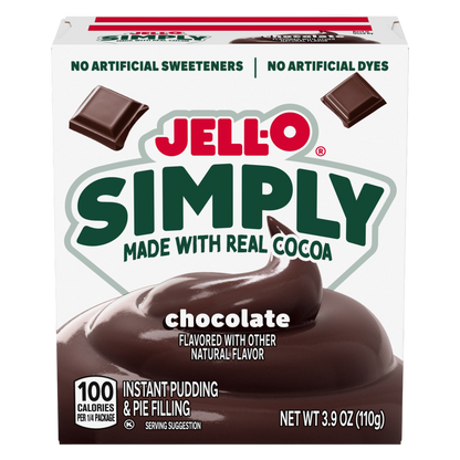 Jell-O Simply Chocolate Flavored Instant Pudding & Pie Filling Mix, 3.4 oz Box