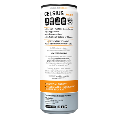 CELSIUS Sparkling Orange, Essential Energy Drink 12oz Can