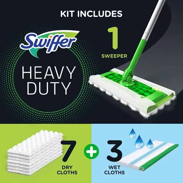Swiffer Sweeper 2-in-1, Dry and Wet Multi Surface Floor Sweeping and Mopping Starter Kit