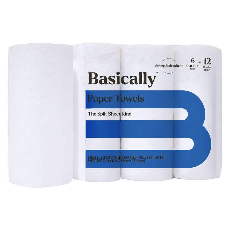 Basically 6ct Strong & Absorbent Paper Towels