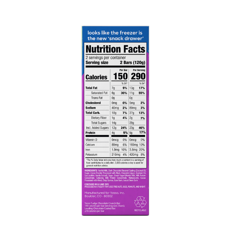 Yasso Fudge Chocolate Crunch Ice Cream Bars 4ct
