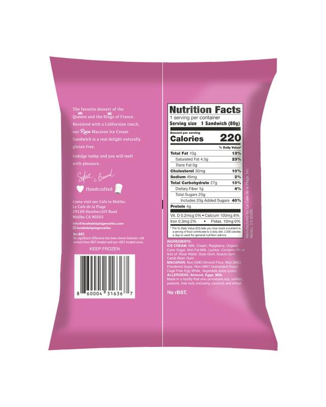 Le Cafe De La Plage Rose Macaron Ice Cream Sandwich 5.75oz