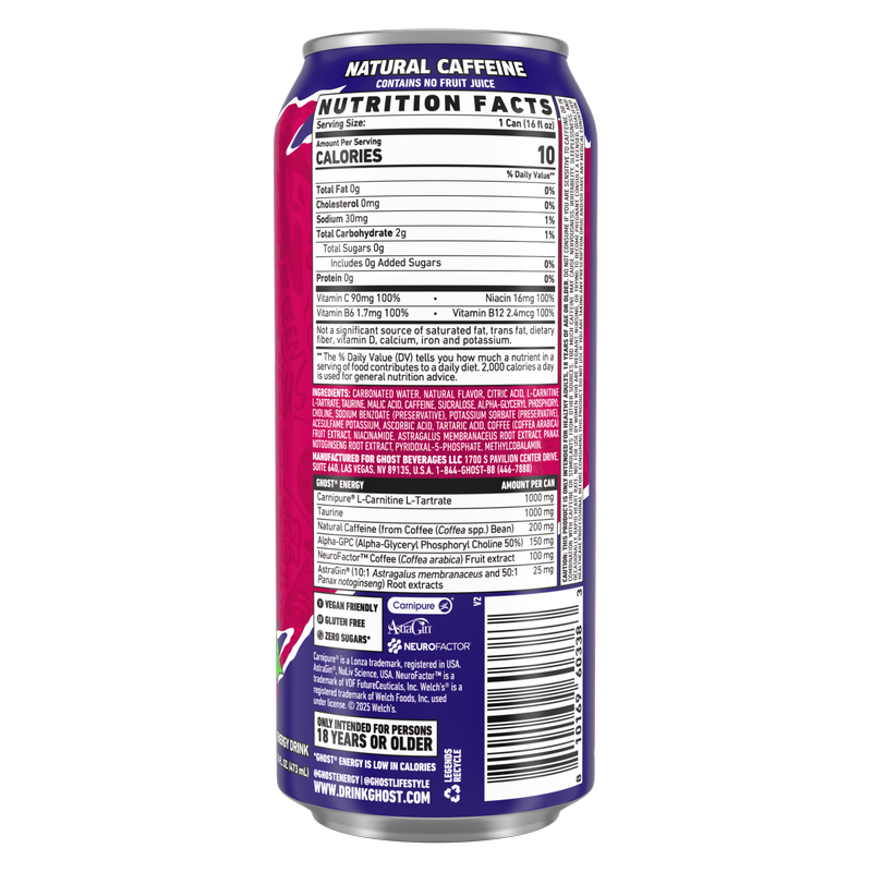GHOST Energy Zero Sugar Welch's Grape-Cranberry 16oz Can