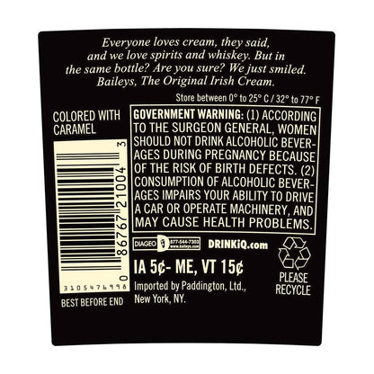 Baileys Original Irish Cream Liqueur, 1 L (34 Proof)