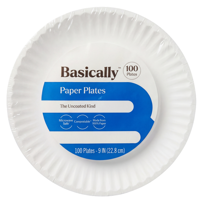Basically 9" Uncoated Paper Plates