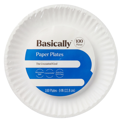 Basically 9" Uncoated Paper Plates
