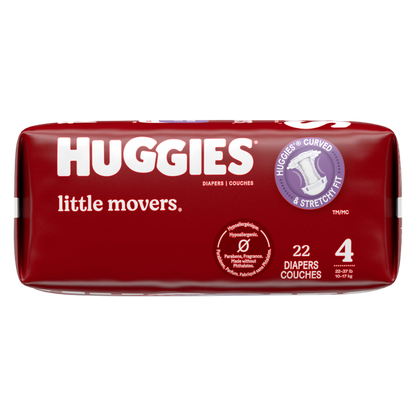 Huggies Little Movers Baby Diapers, Size 4 (22-37 lbs), 22 Ct