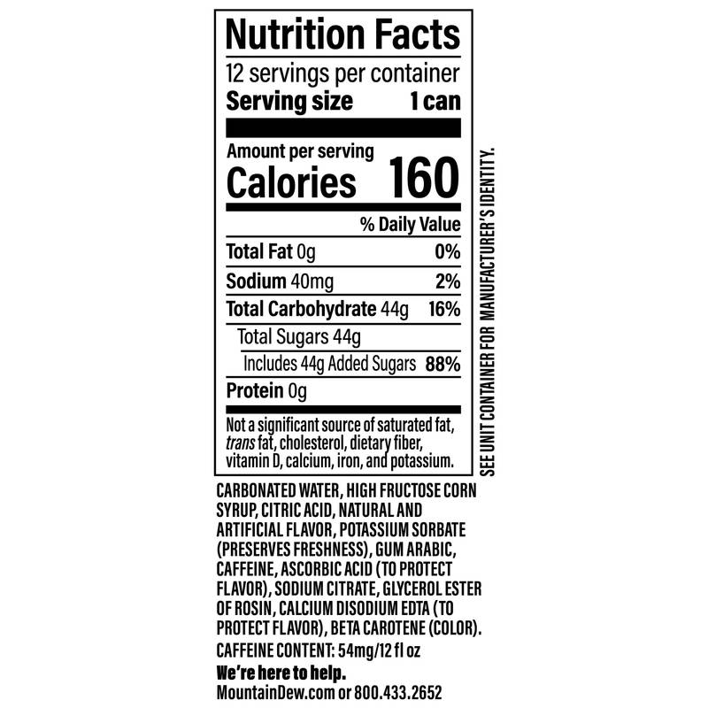 Mountain Dew Dirty Cream Soda Dew 12pk 12oz Can