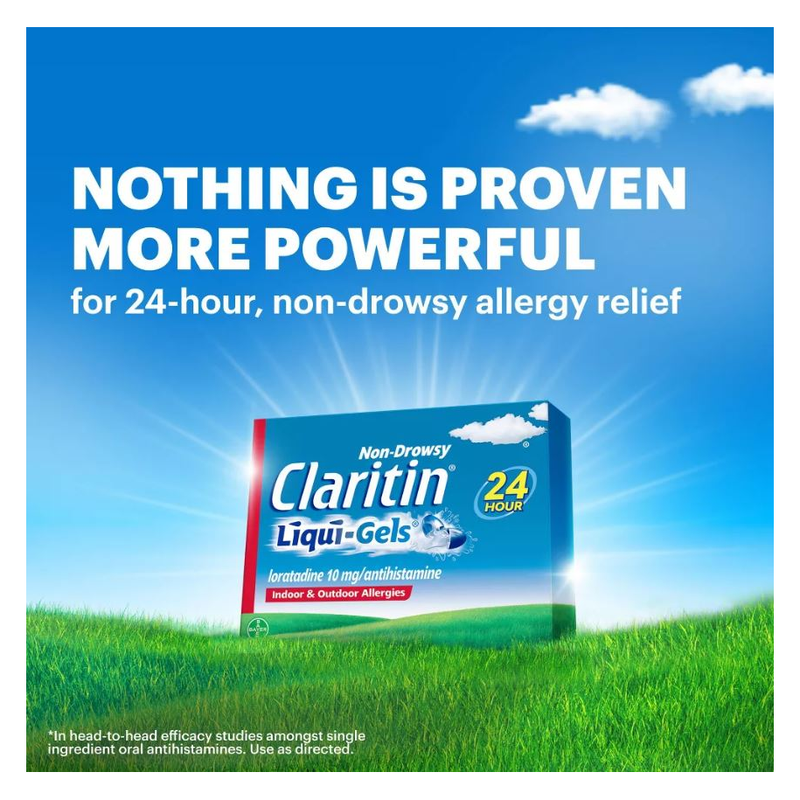Claritin Allergy Relief 24 Hour Non-Drowsy Loratadine Liquid Gel, 10ct