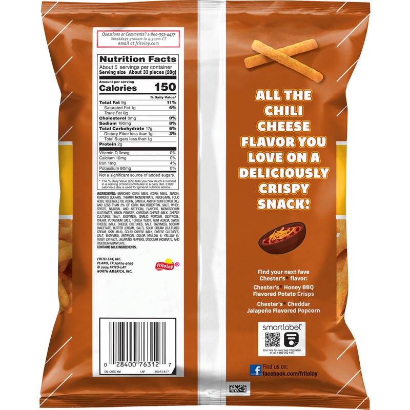 Chester's Fries Corn Snacks Chili Cheese Flavored 5.25oz
