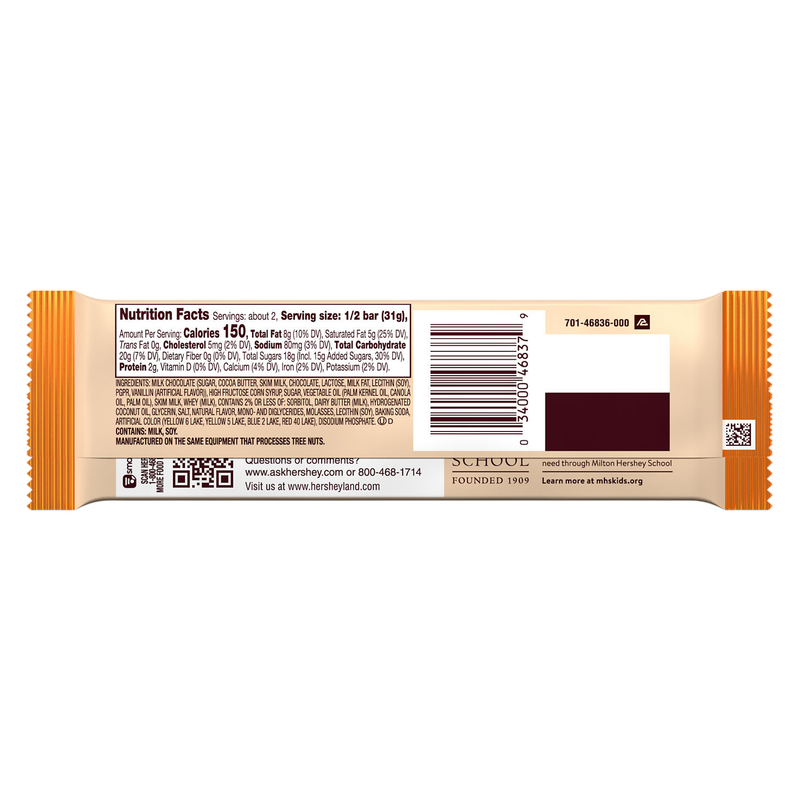 Hersheys Salted Caramel Creme Chocolate Bar, King Size, 2.2 oz