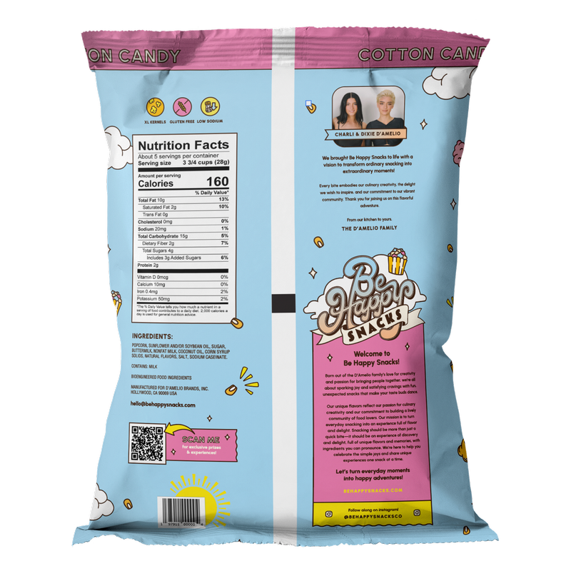 Be Happy Popcorn Cotton Candy 5oz