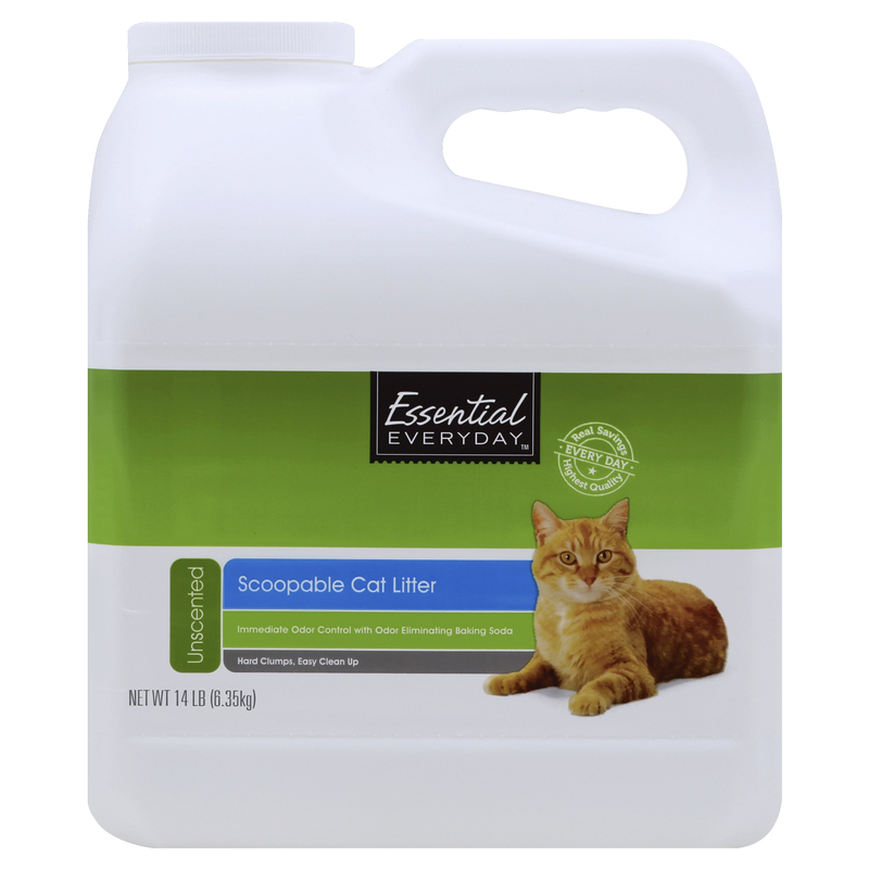 Essential Everyday Scoopable Cat Litter, Unscented 14lb