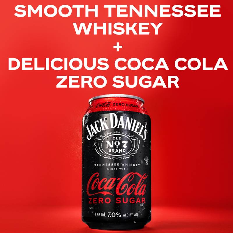 Jack Daniel's & Coca-Cola Zero 4pk 355ml Can 5% ABV