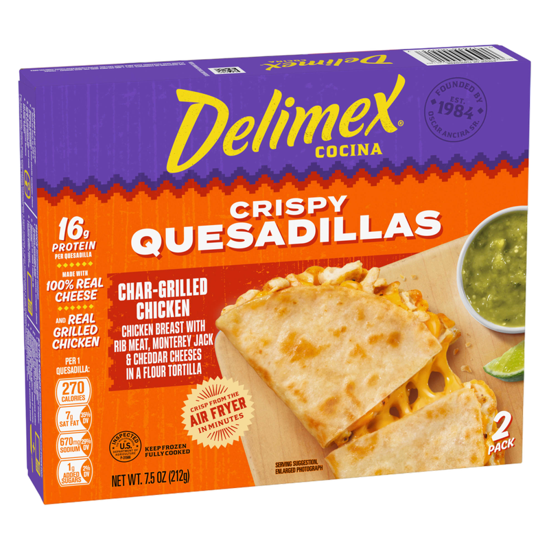 Delimex Char-Grilled Chicken Crispy Quesadillas, 7.5 oz box