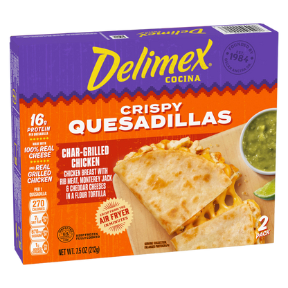 Delimex Char-Grilled Chicken Crispy Quesadillas, 7.5 oz box