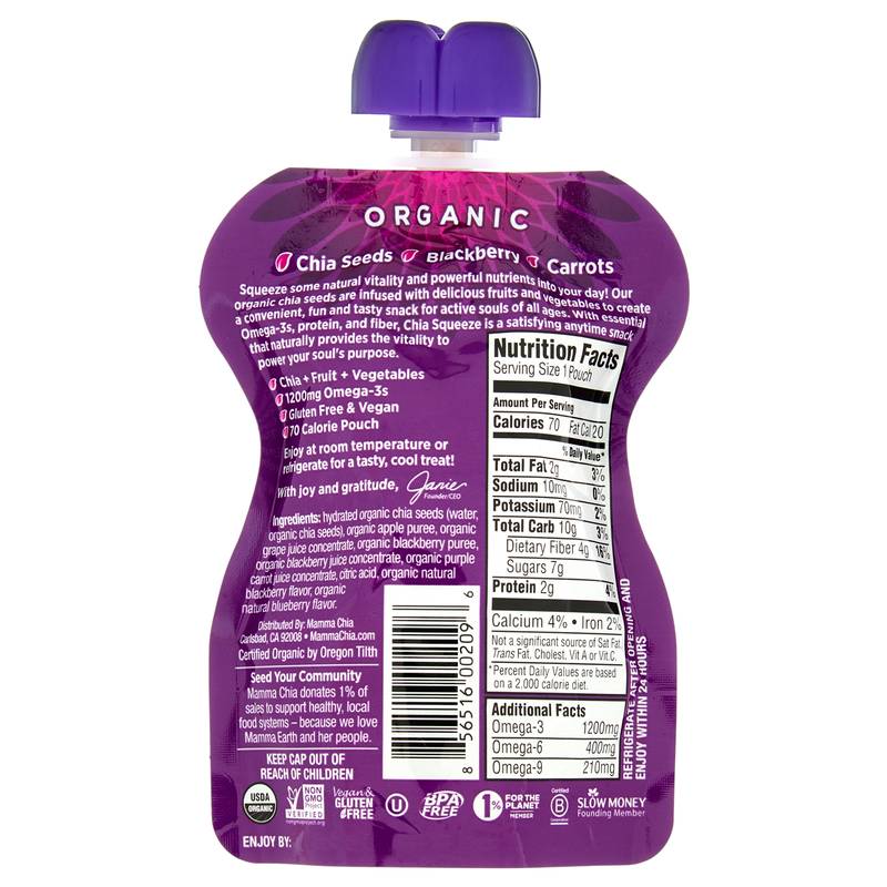 Mamma Chia Blackberry Bliss Squeeze Pouch 3.5oz - Mamma Chia – BevMo!