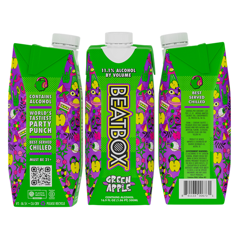 Beatbox Green Apple 500ml 11.1% ABV Wine Party Punch