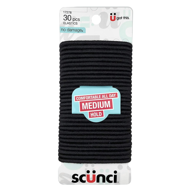 Scunci 30-Pc. No Damage Black Hair Elastics