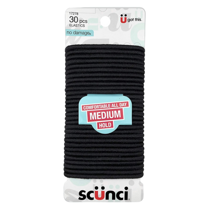 Scunci 30-Pc. No Damage Black Hair Elastics