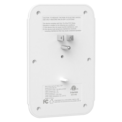 USB Wall Charger/Surge Protector 6-Outlet Extender with 2 USB Charging Ports 3-Sided Power Strip with Adapter Spaced Outlets