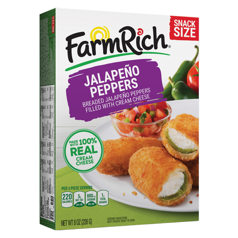 Farm Rich Breaded Cream Cheese filled Jalapeno Poppers, 8oz