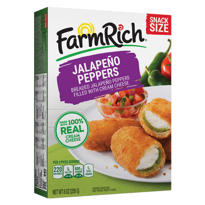 Farm Rich Breaded Cream Cheese filled Jalapeno Poppers, 8oz