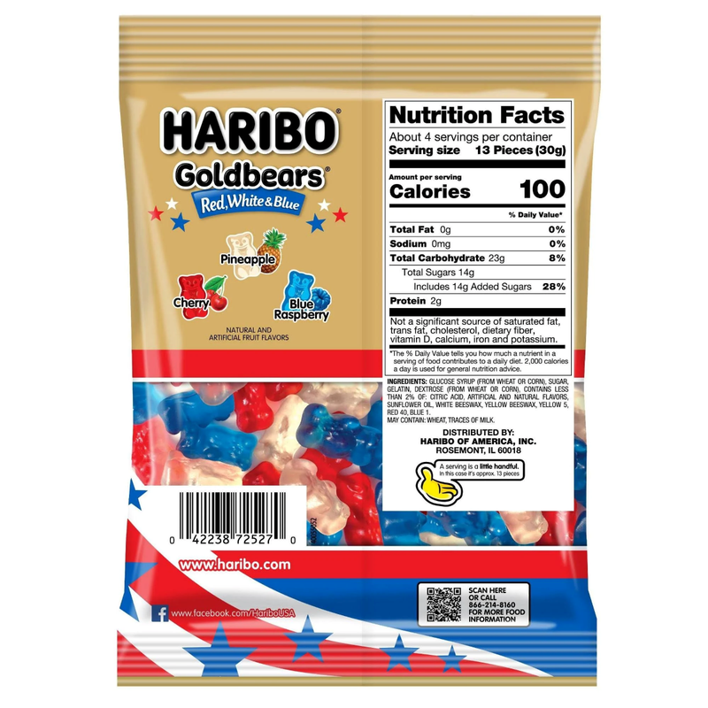 Haribo Goldbears Red, White, and Blue, 4 oz