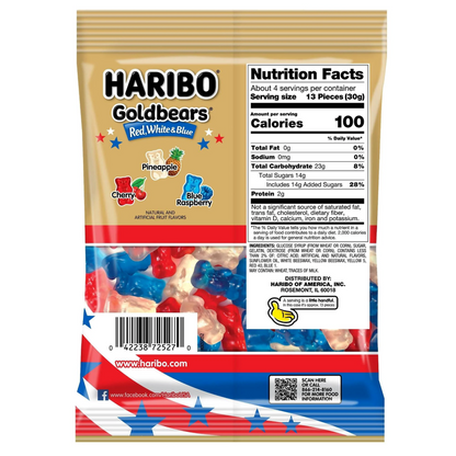 Haribo Goldbears Red, White, and Blue, 4 oz