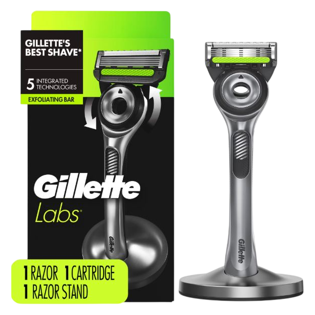 GilletteLabs with Exfoliating Bar Shaving Razor for Men, 1 Handle, 1 Razor Blade Refill, 1 Magnetic Stand