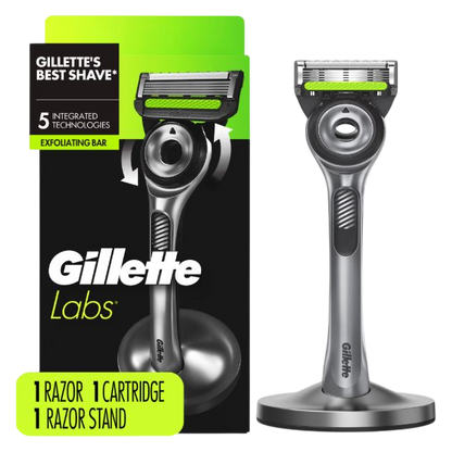 GilletteLabs with Exfoliating Bar Shaving Razor for Men, 1 Handle, 1 Razor Blade Refill, 1 Magnetic Stand