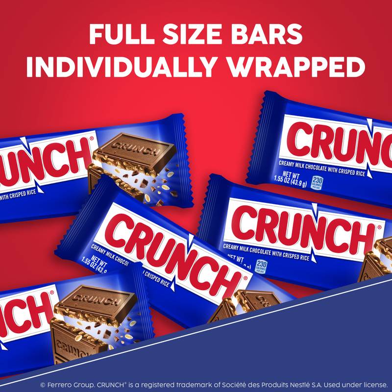 CRUNCH Milk Chocolate and Crisped Rice, Share Size Candy Bars, 2.7 oz